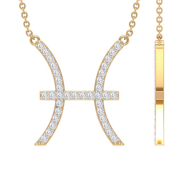 Rosec Jewels Certified Lab Diamond Pisces Zodiac Sign Pendant featuring a sparkling diamond zodiac symbol.