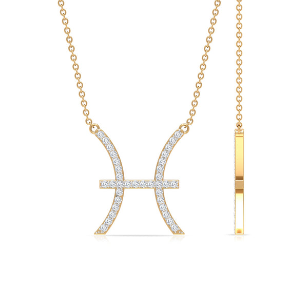 Rosec Jewels Pisces zodiac sign pendant featuring a certified lab diamond, crafted in a delicate necklace design.