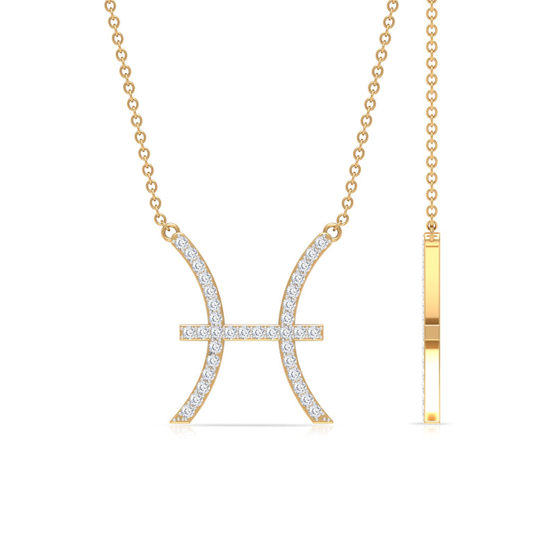 Rosec Jewels Pisces zodiac sign pendant featuring a certified lab diamond, crafted in a delicate necklace design.