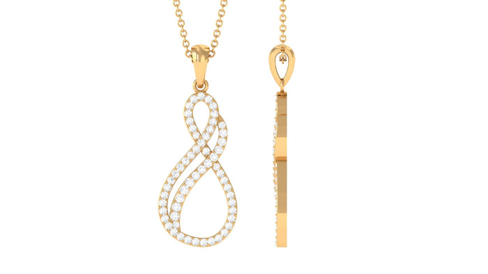 Certified diamond infinity pendant in pave setting from Rosec Jewels, featuring sparkling diamonds on a delicate chain.