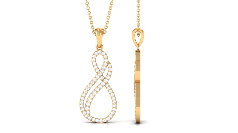 Certified diamond infinity pendant in pave setting featuring sparkling diamonds on a delicate chain by Rosec Jewels.