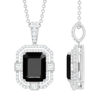 Vintage Inspired 3.4 Carat Emerald Cut Synthetic Black Diamond Pendant Necklace