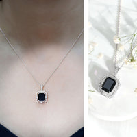 Vintage Inspired 3.4 Carat Emerald Cut Synthetic Black Diamond Pendant Necklace