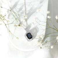 Vintage Inspired 3.4 Carat Emerald Cut Synthetic Black Diamond Pendant Necklace