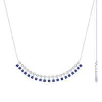 Princess Cut Lab Grown Blue Sapphire Statement Necklace With Certificate