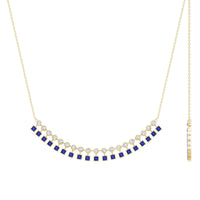 Princess Cut Lab Grown Blue Sapphire Statement Necklace With Certificate