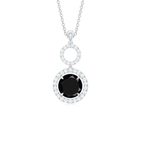 Lab Created Black Diamond Drop & Dangle Necklace with White Diamond