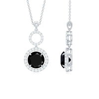 Lab Created Black Diamond Drop & Dangle Necklace with White Diamond