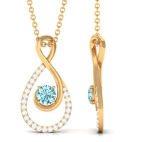 Natural Aquamarine Infinity Pendant Necklace with Diamond