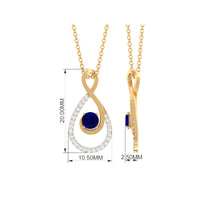 Natural Blue Sapphire Diamond Infinity Pendant Necklace for Women