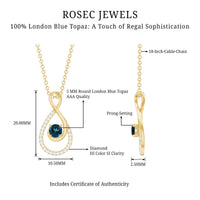 Real London Blue Topaz Infinity Necklace with Diamond