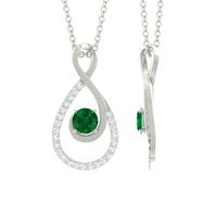 Natural Half Carat Emerald Infinity Necklace with Diamond