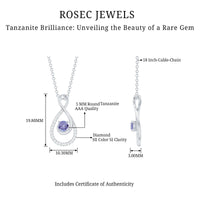 Genuine Tanzanite and Diamond Infinity Pendant Necklace With Chain