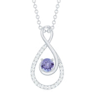 Genuine Tanzanite and Diamond Infinity Pendant Necklace With Chain