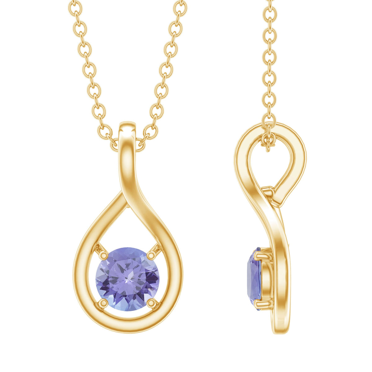 Round tanzanite teardrop pendant with 0.5 carat weight from Rosec Jewels, showcasing a sparkling blue gemstone pendant.