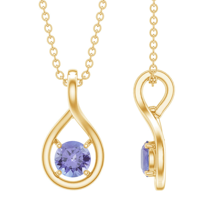 Round tanzanite teardrop pendant with 0.5 carat weight from Rosec Jewels, showcasing a sparkling blue gemstone pendant.