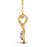 Round tanzanite teardrop pendant with 0.5 carat weight from Rosec Jewels, featuring a sparkling blue gemstone on a delicate chain.