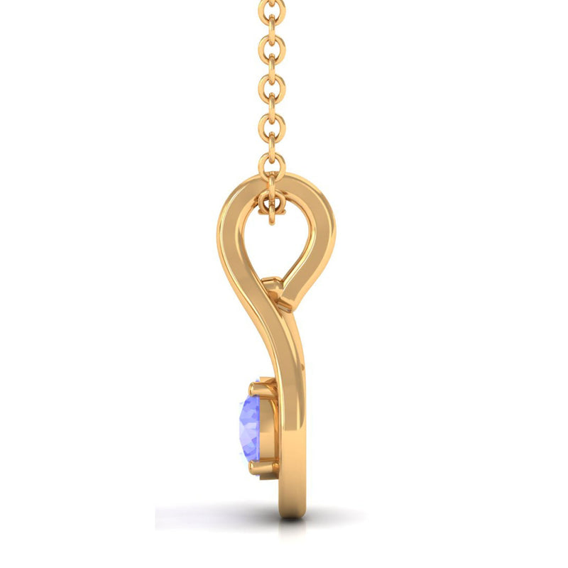 Round tanzanite teardrop pendant with 0.5 carat weight from Rosec Jewels, featuring a sparkling blue gemstone on a delicate chain.