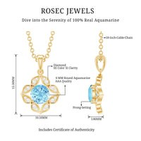 Natural Aquamarine Flower Pendant Necklace with Diamond