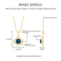 Antique Style London Blue Topaz and Diamond Flower Pendant
