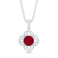 Antique Style Natural Ruby Bridal Pendant with Diamond