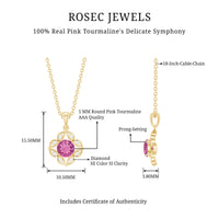 Antique Style Natural Pink Tourmaline Flower Pendant with Diamond