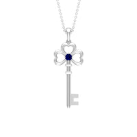 Natural Blue Sapphire Key to My Heart Necklace