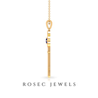 Natural Blue Sapphire Key to My Heart Necklace