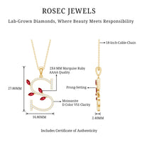 Lab grown ruby and diamond pendant necklace with letter S from Rosec Jewels, featuring a sparkling gemstone design.