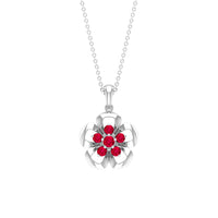 Natural Ruby flower pendant necklace by Rosec Jewels featuring a vibrant ruby flower design with certificate of authenticity.