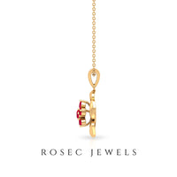 Natural ruby flower pendant necklace from Rosec Jewels featuring a vibrant ruby flower with certificate, designed as a delicate jewelry pendant.