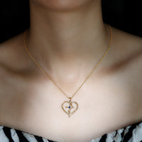 Natural Blue Sapphire Cross Heart Necklace for Women