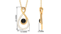Real Black Onyx Infinity Pendant Necklace with Diamond for Women