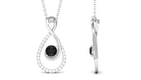 Natural Black Spinel Infinity Pendant Necklace with Diamond