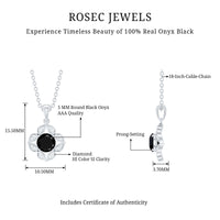 Nature Inspired Half Carat Black Onyx Pendant Necklace with Diamond