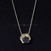 Lab Grown Black Diamond Hexagon Pendant Necklace