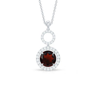 Real Garnet Circle Eternity Necklace with Diamond