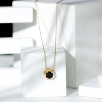 2 Carat Natural Black Onyx Solitaire Hexagon Pendant