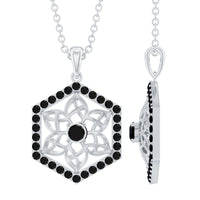 Certified Genuine Black Onyx Flower Necklace for Women