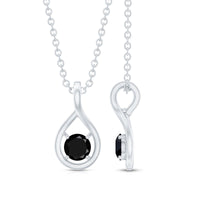 Black onyx teardrop pendant with 0.22 carat solitaire, gold chain, from Rosec Jewels, showcasing elegant jewelry design.