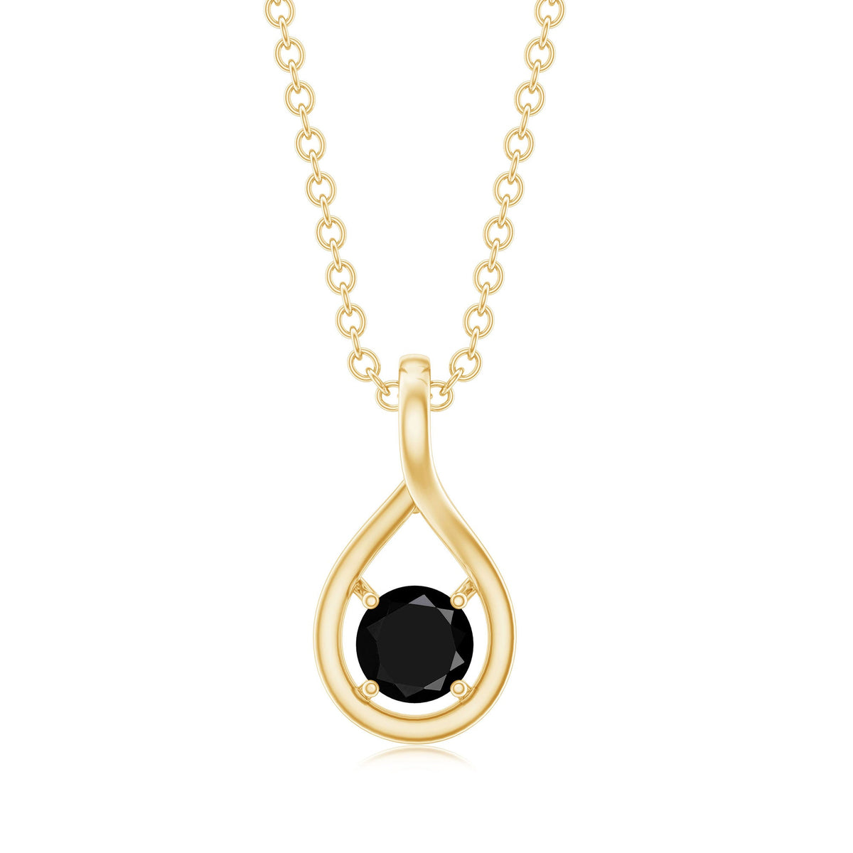 Black onyx teardrop pendant with chain, certified 0.22 carat solitaire, from Rosec Jewels, showcasing elegant jewelry craftsmanship.