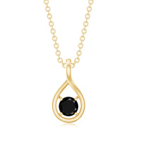 Black onyx teardrop pendant with chain, certified 0.22 carat solitaire, from Rosec Jewels, showcasing elegant jewelry craftsmanship.