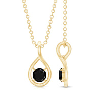 Black onyx teardrop pendant with chain from Rosec Jewels, featuring a 0.22 carat solitaire gemstone.