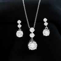 Moissanite 3 Stone Dangle Necklace and Earrings Set