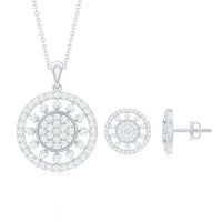 Rosec Jewels classic cubic zirconia cluster jewelry set with pendant and earrings, featuring sparkling cubic zirconia stones.