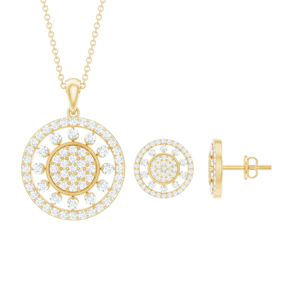 Rosec Jewels cubic zirconia cluster pendant and earrings jewelry set with sparkling cubic stones and elegant design.
