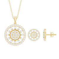 Rosec Jewels cubic zirconia cluster pendant and earrings jewelry set with sparkling cubic stones and elegant design.