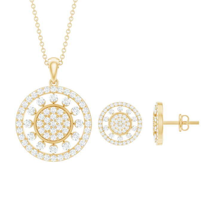 Rosec Jewels cubic zirconia cluster pendant and earrings jewelry set with sparkling cubic stones and elegant design.