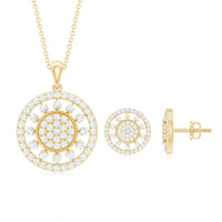 Rosec Jewels classic cubic zirconia cluster pendant and earrings jewelry set featuring sparkling gemstone designs.