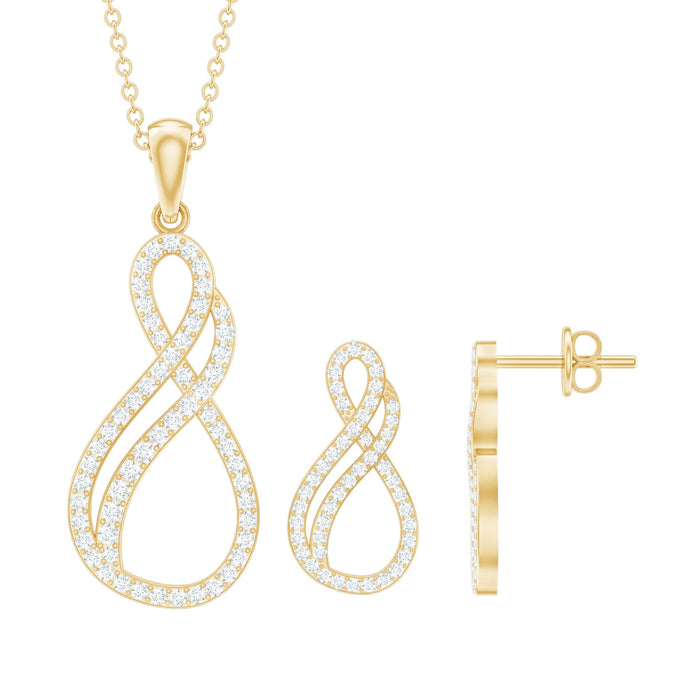 Rosec Jewels diamond infinity necklace and earrings jewelry set for women, featuring sparkling diamond designs and elegant craftsmanship.